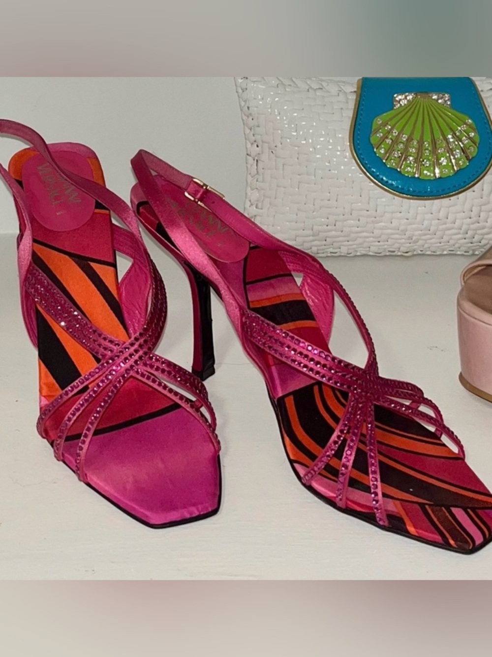 Stunning Gianni VERSACE Swarovski crystal sandals $2000 7 8 7.5 38